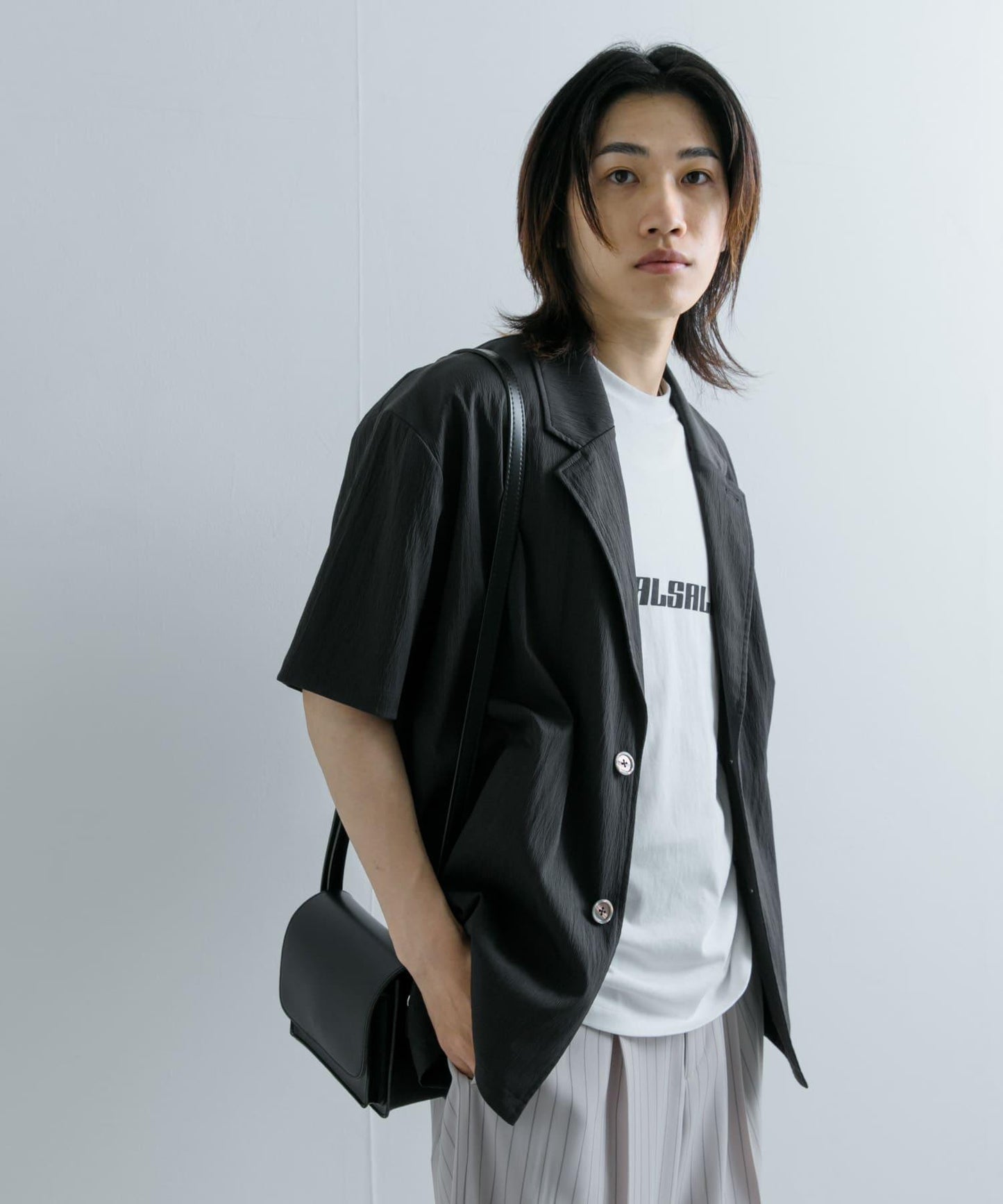 寬鬆西裝外套（五分袖）