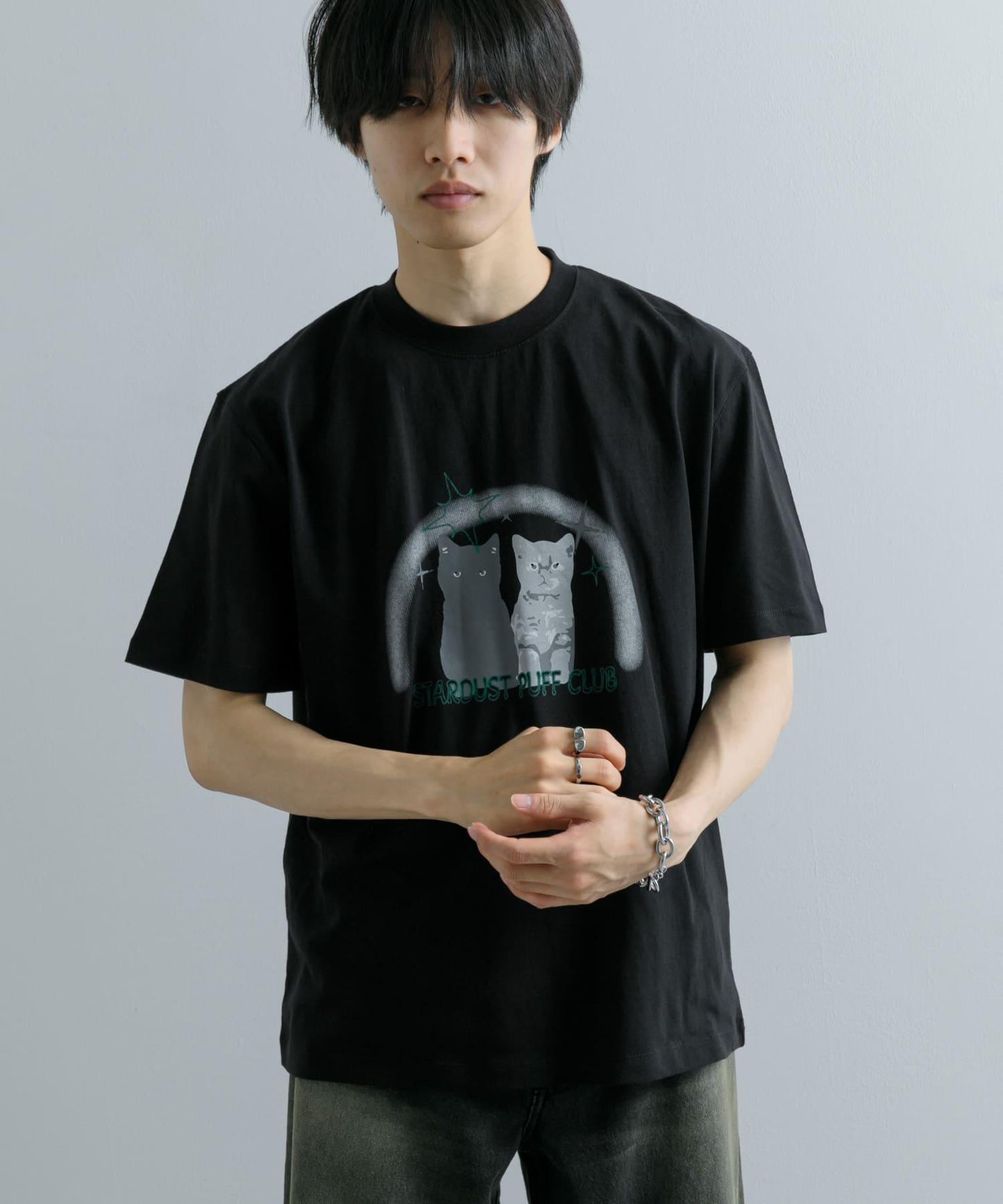 貓咪圖案印花T恤 A