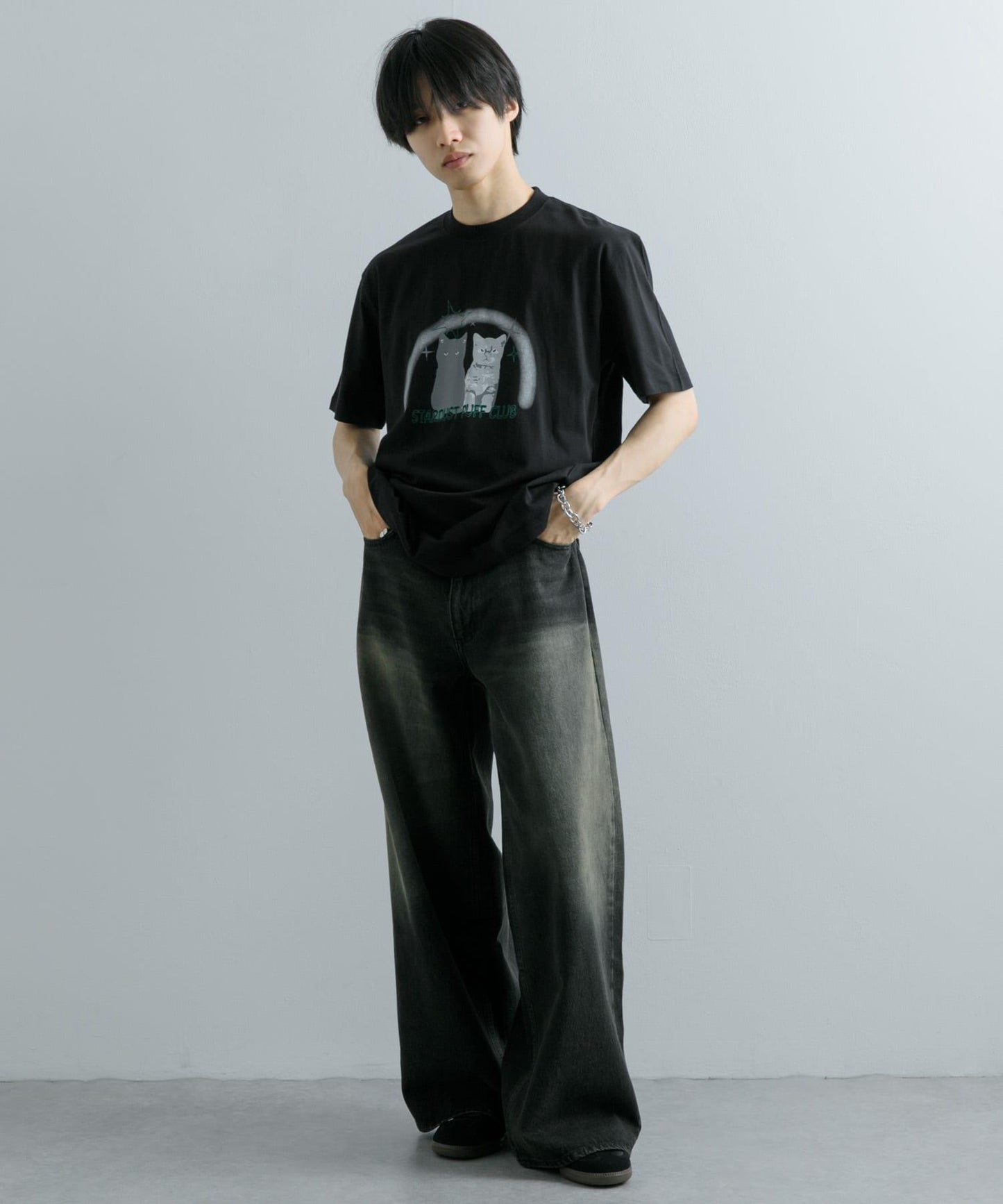 貓咪圖案印花T恤 A