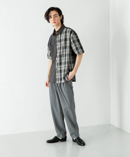 格紋寬鬆襯衫（五分袖）