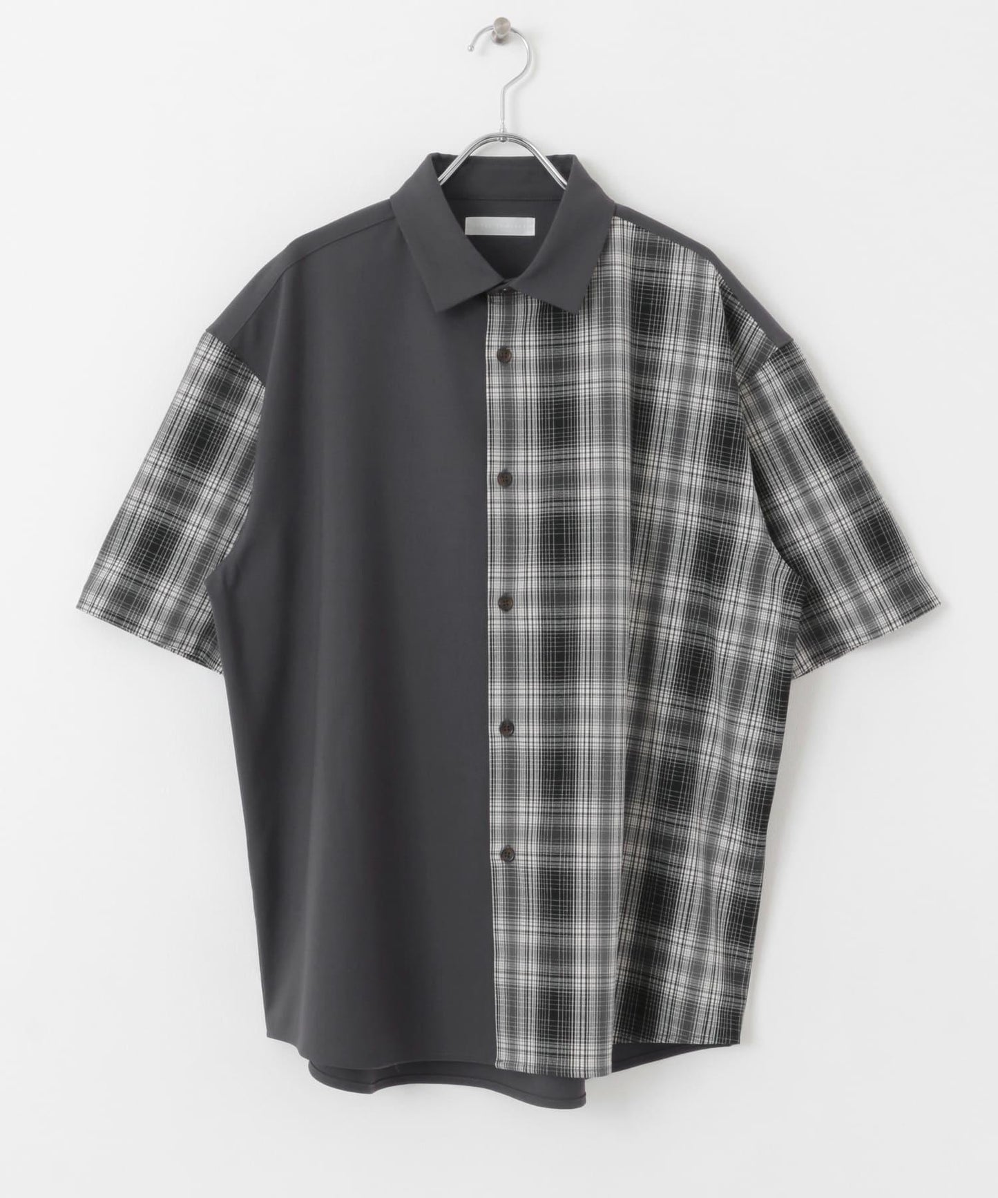 格紋寬鬆襯衫（五分袖）