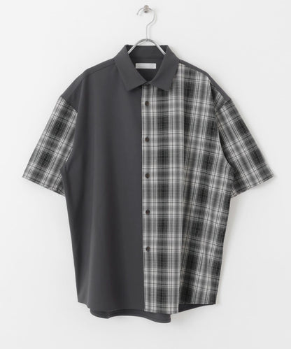 格紋寬鬆襯衫（五分袖）