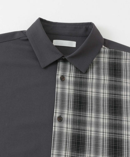 格紋寬鬆襯衫（五分袖）