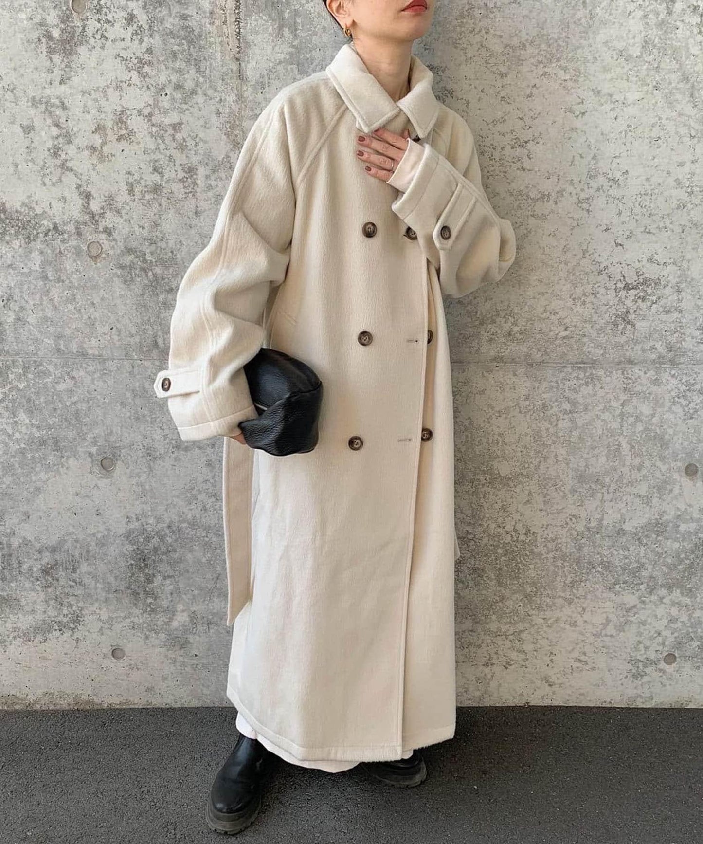 羊毛感2WAY單排扣長款大衣