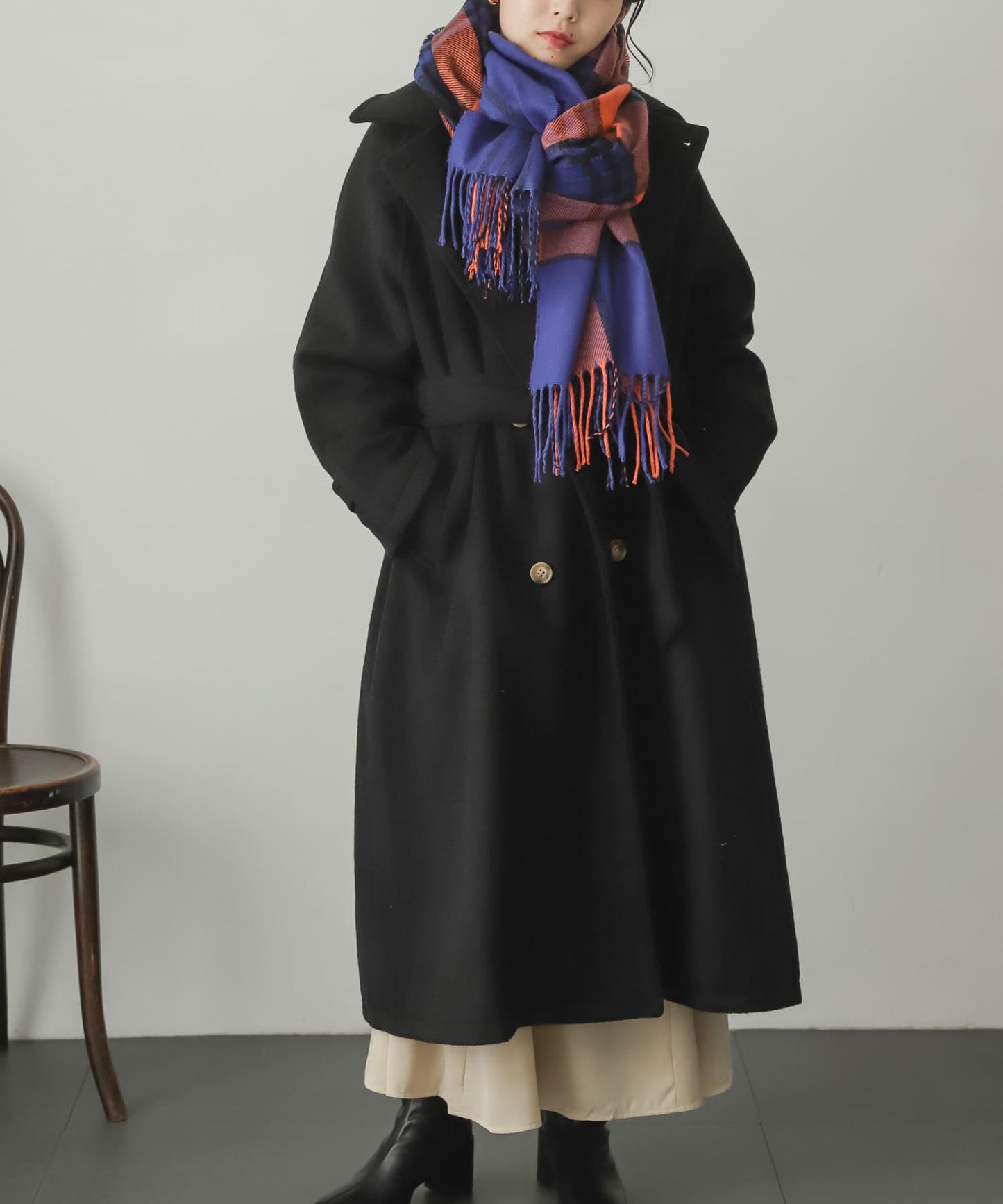 羊毛感2WAY單排扣長款大衣