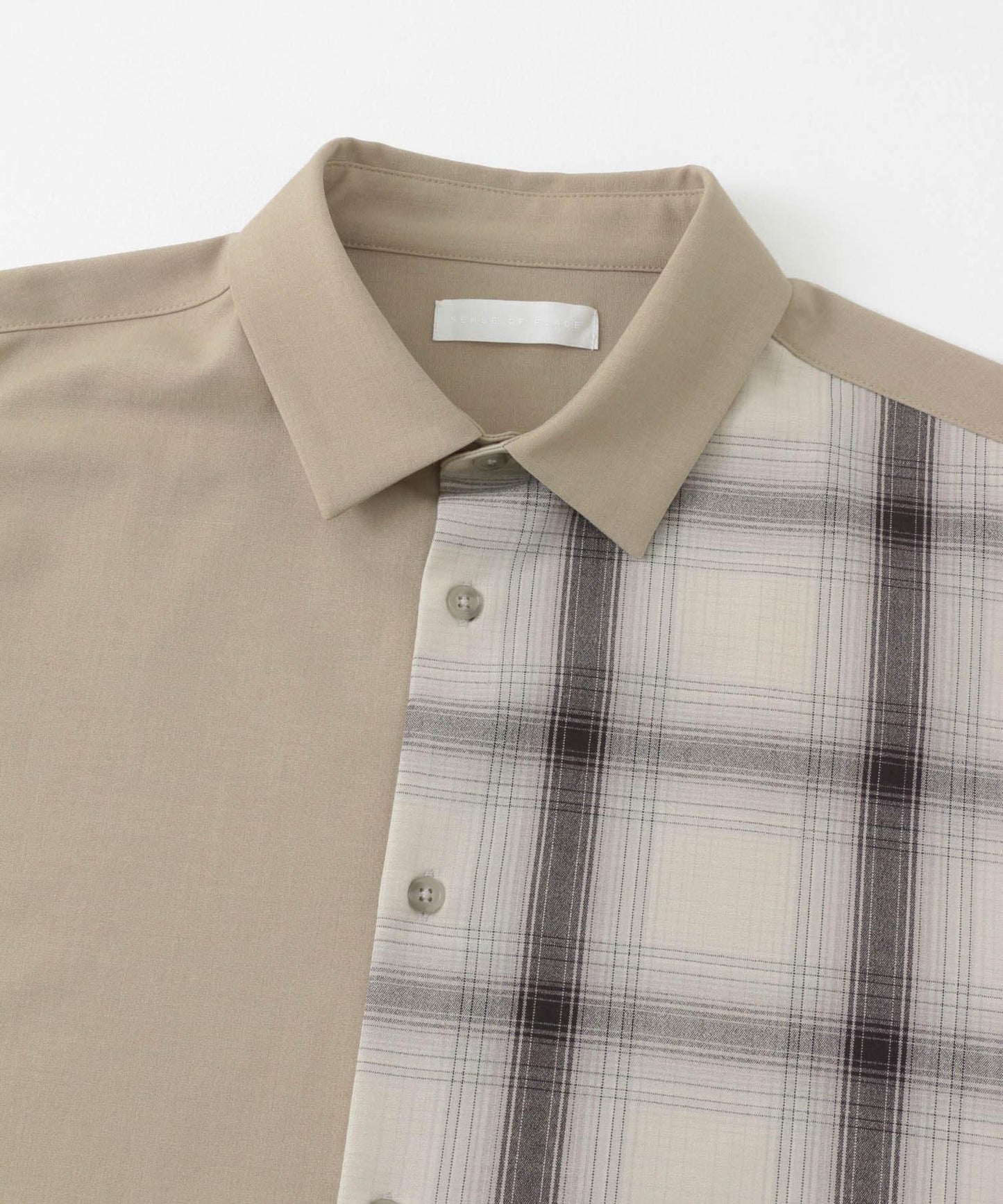 格紋寬鬆襯衫（五分袖）