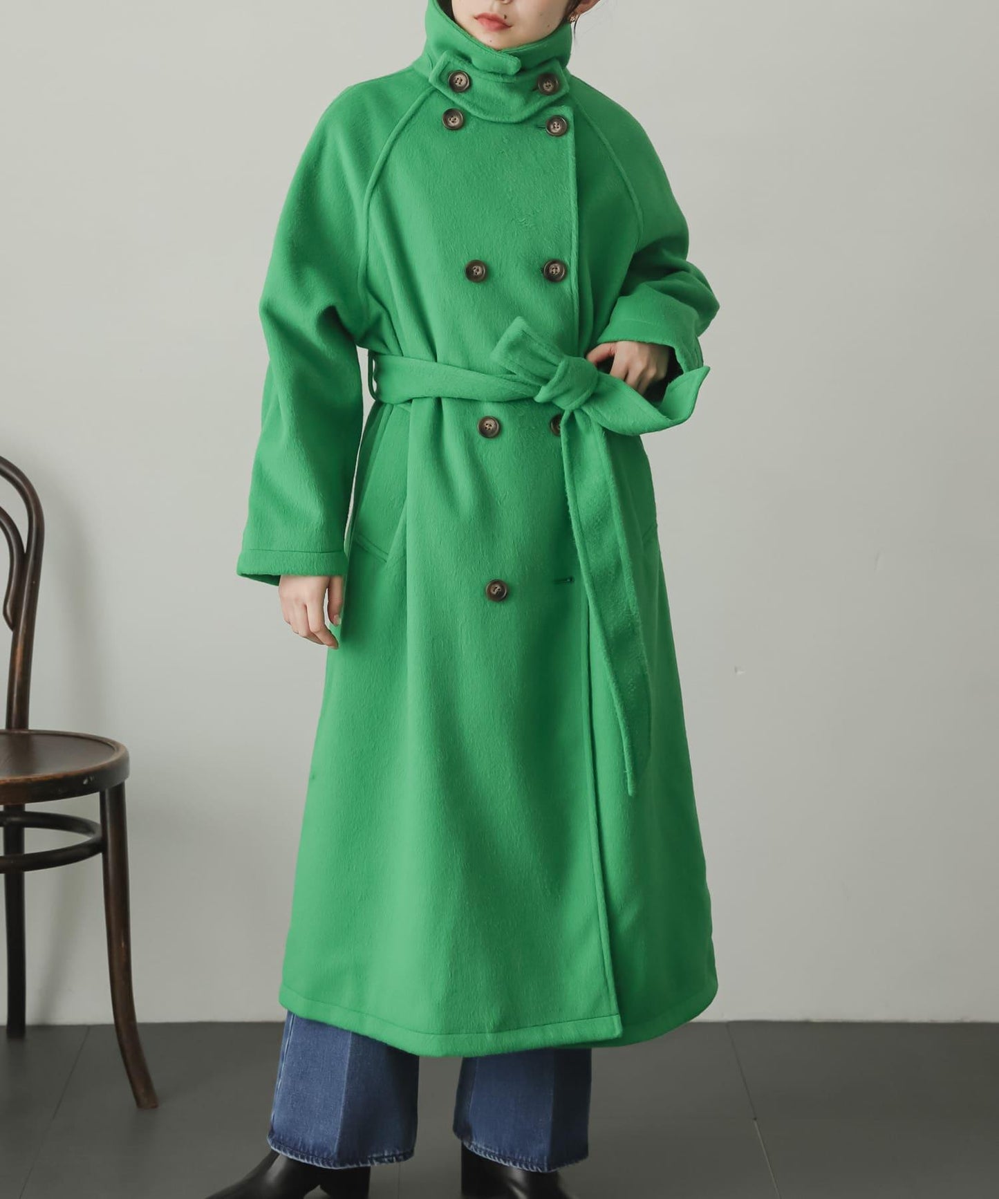 羊毛感2WAY單排扣長款大衣