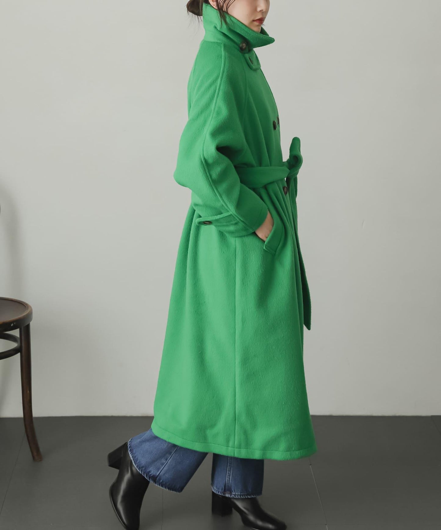 羊毛感2WAY單排扣長款大衣