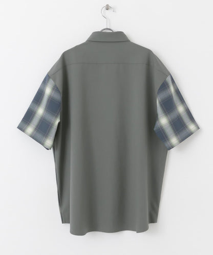 格紋寬鬆襯衫（五分袖）
