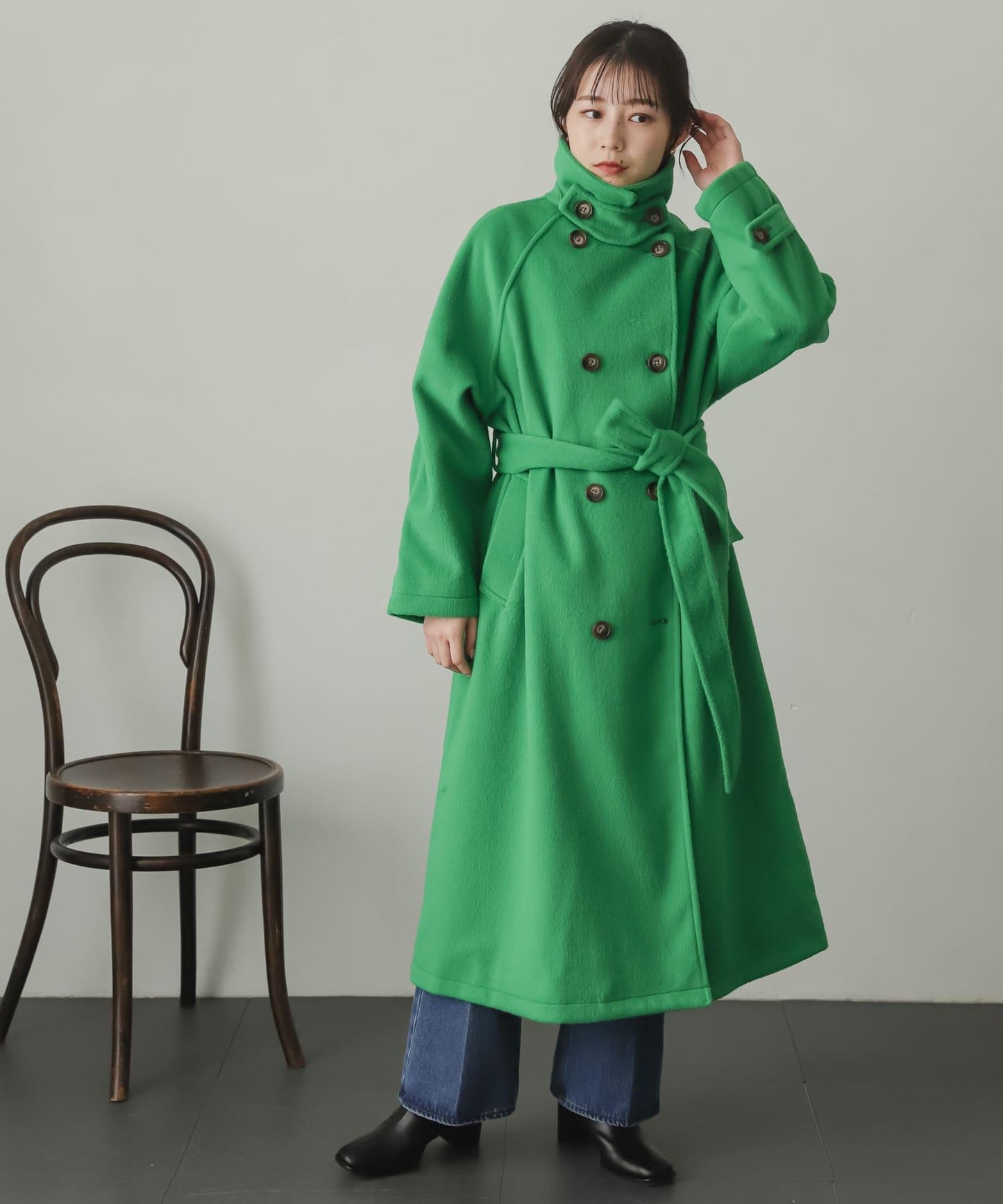 羊毛感2WAY單排扣長款大衣