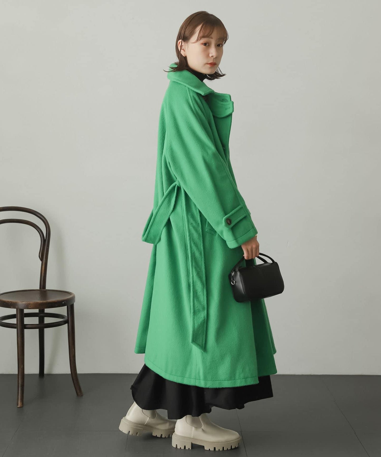 羊毛感2WAY單排扣長款大衣