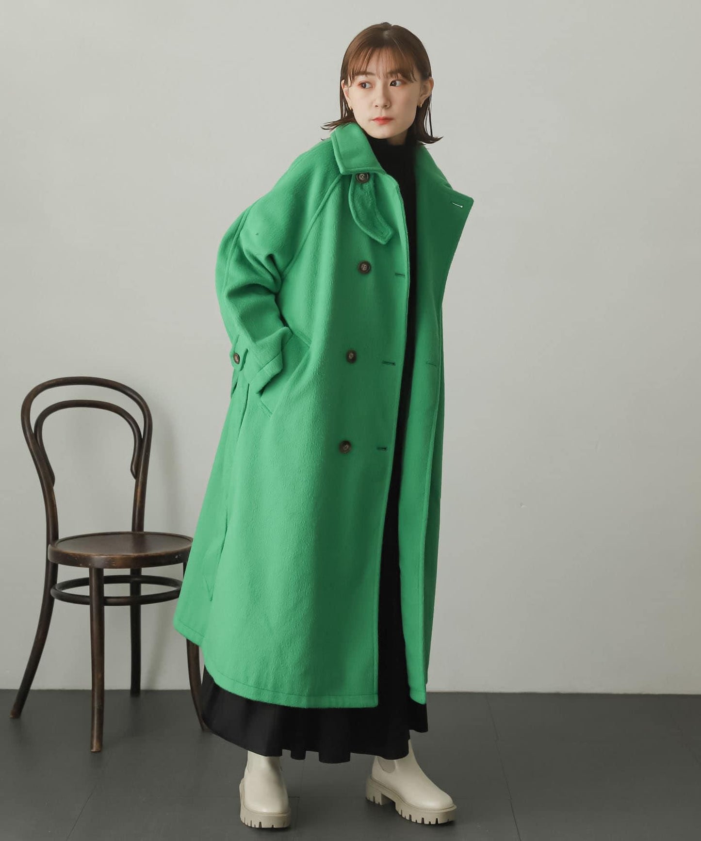 羊毛感2WAY單排扣長款大衣