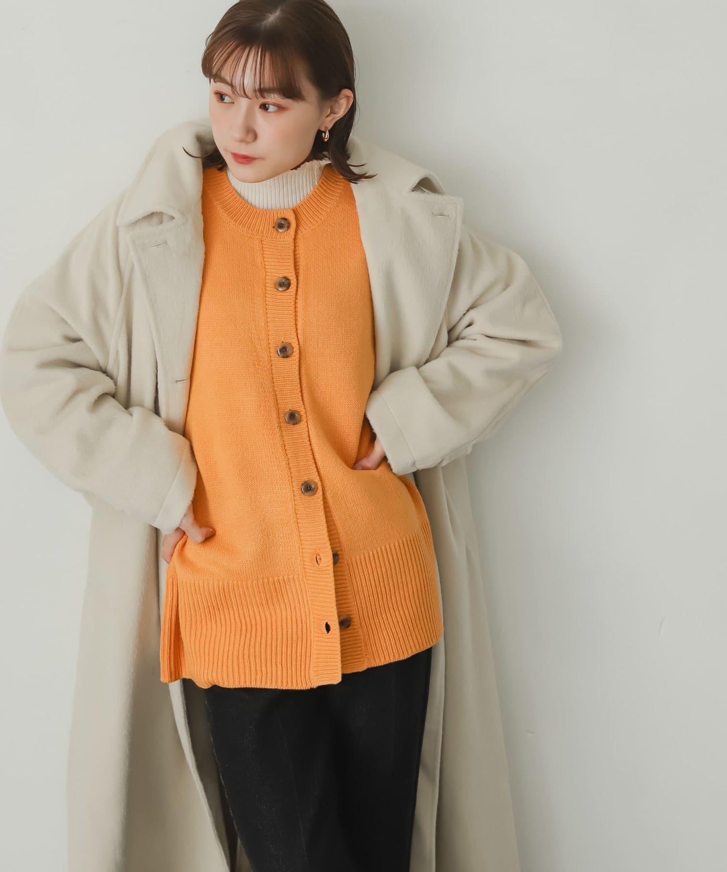 羊毛感2WAY單排扣長款大衣