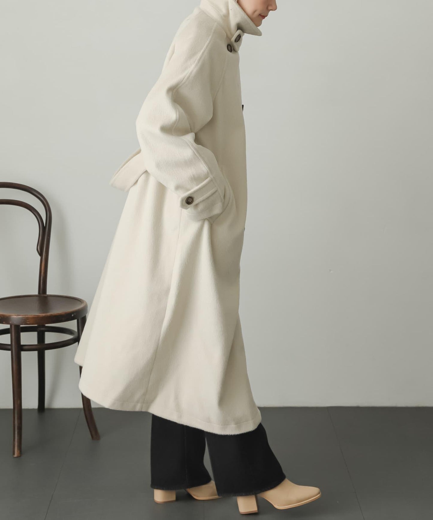 羊毛感2WAY單排扣長款大衣