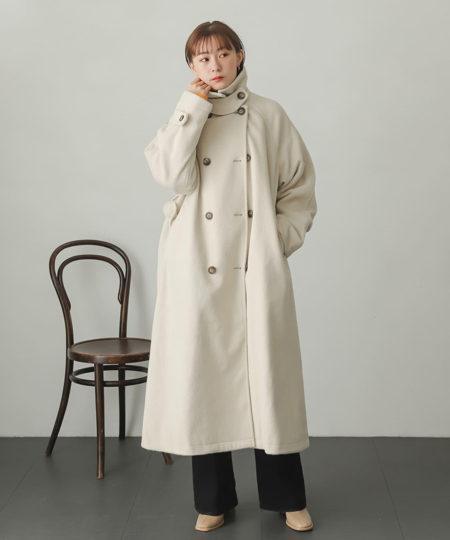 羊毛感2WAY單排扣長款大衣