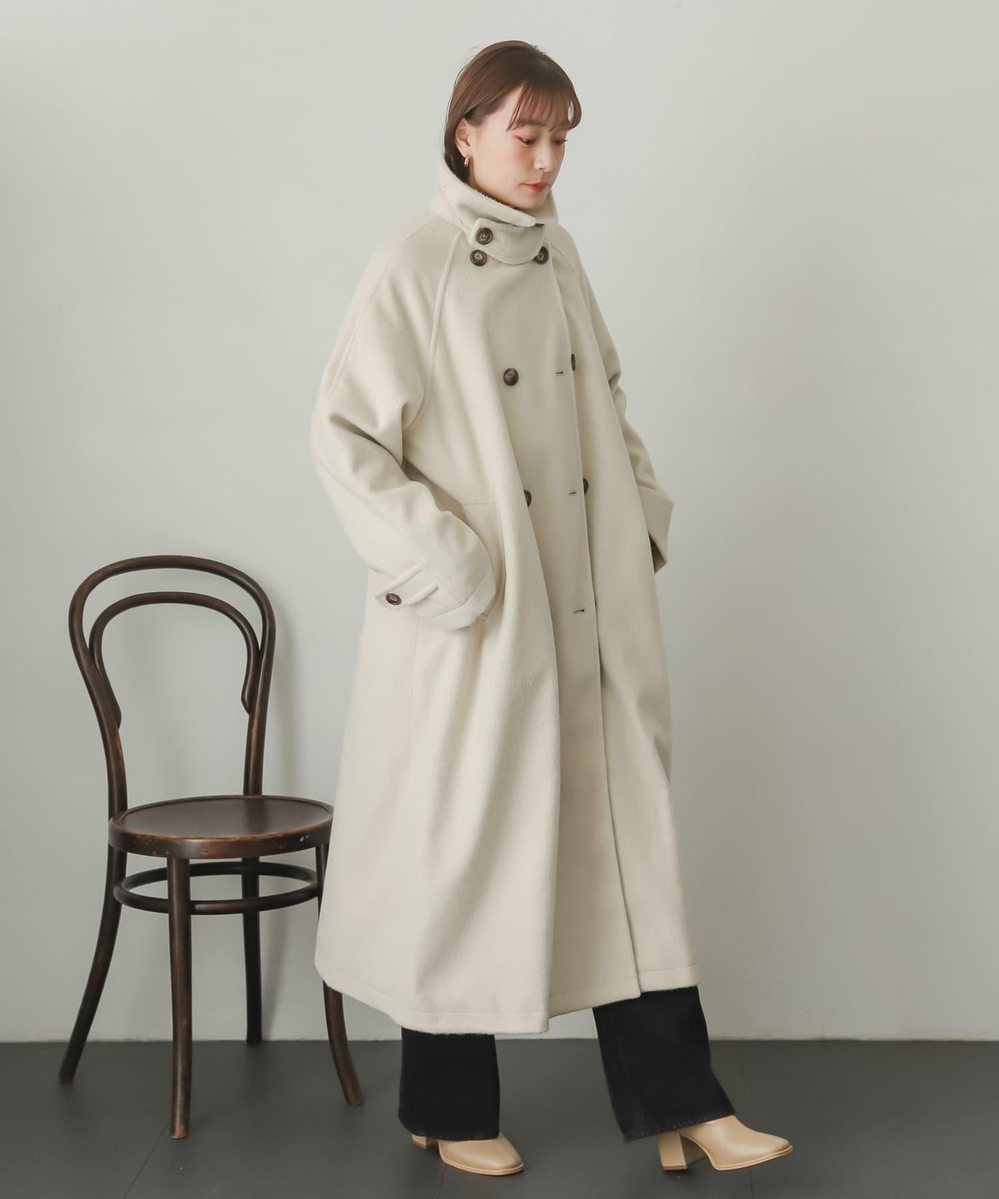 羊毛感2WAY單排扣長款大衣