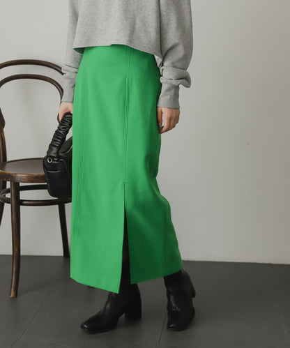 羊毛感針織開叉修身半身裙