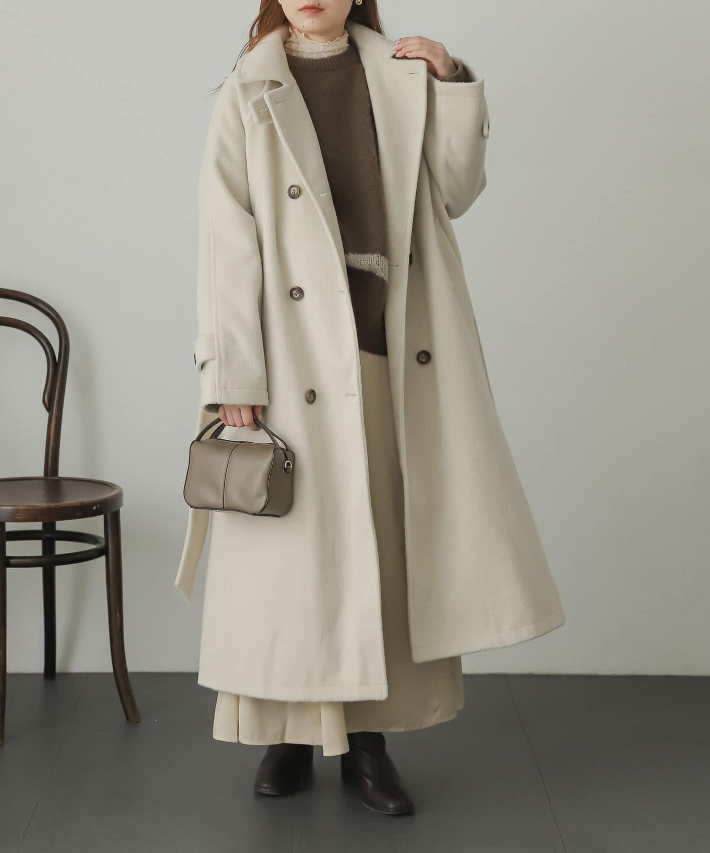 羊毛感2WAY單排扣長款大衣