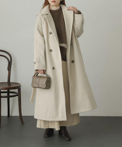 羊毛感2WAY單排扣長款大衣