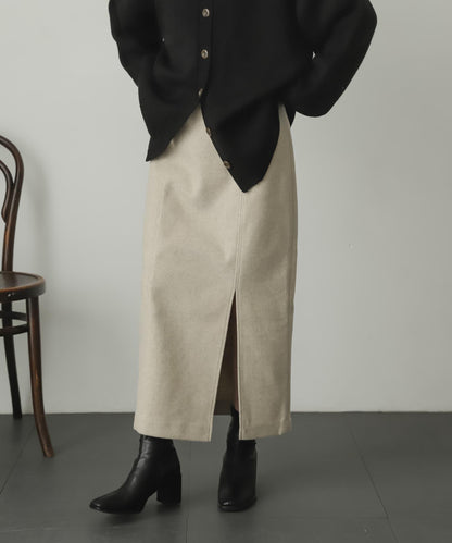 羊毛感針織開叉修身半身裙