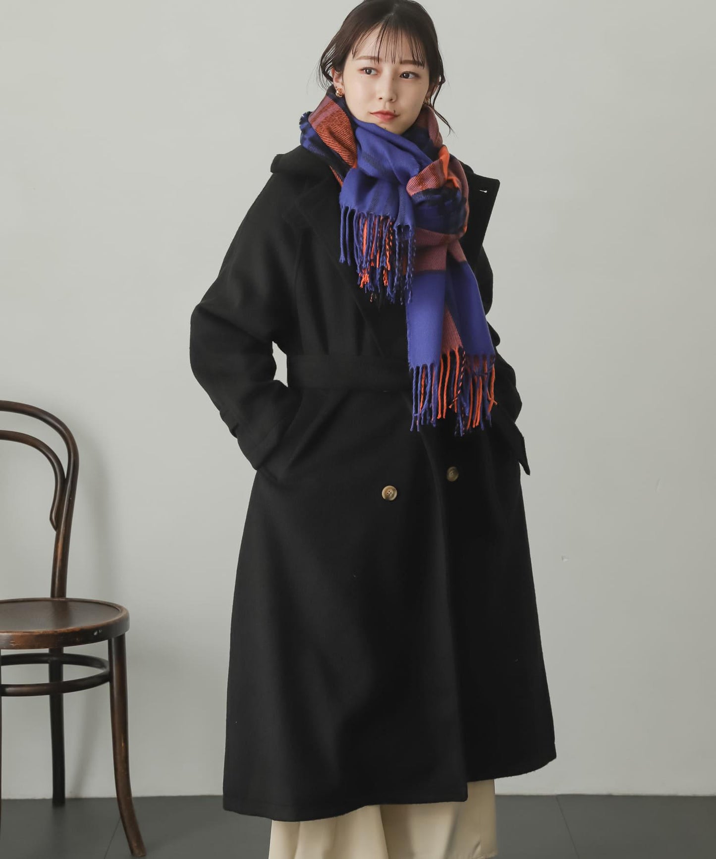 羊毛感2WAY單排扣長款大衣