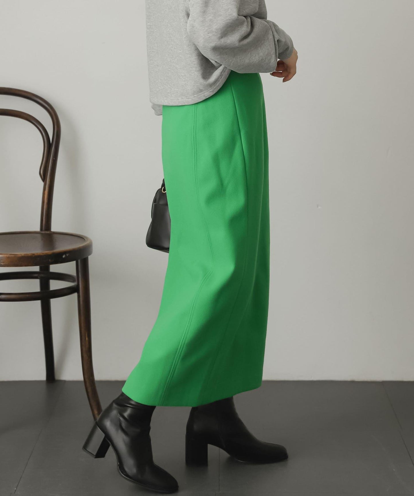 羊毛感針織開叉修身半身裙