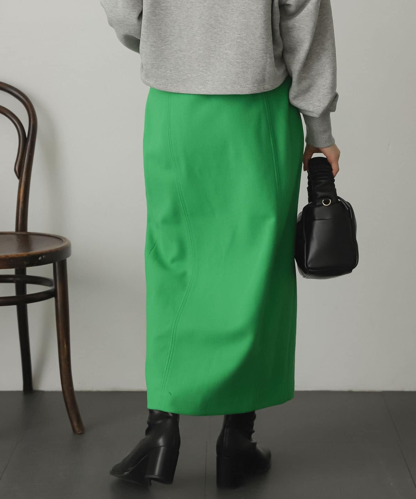 羊毛感針織開叉修身半身裙