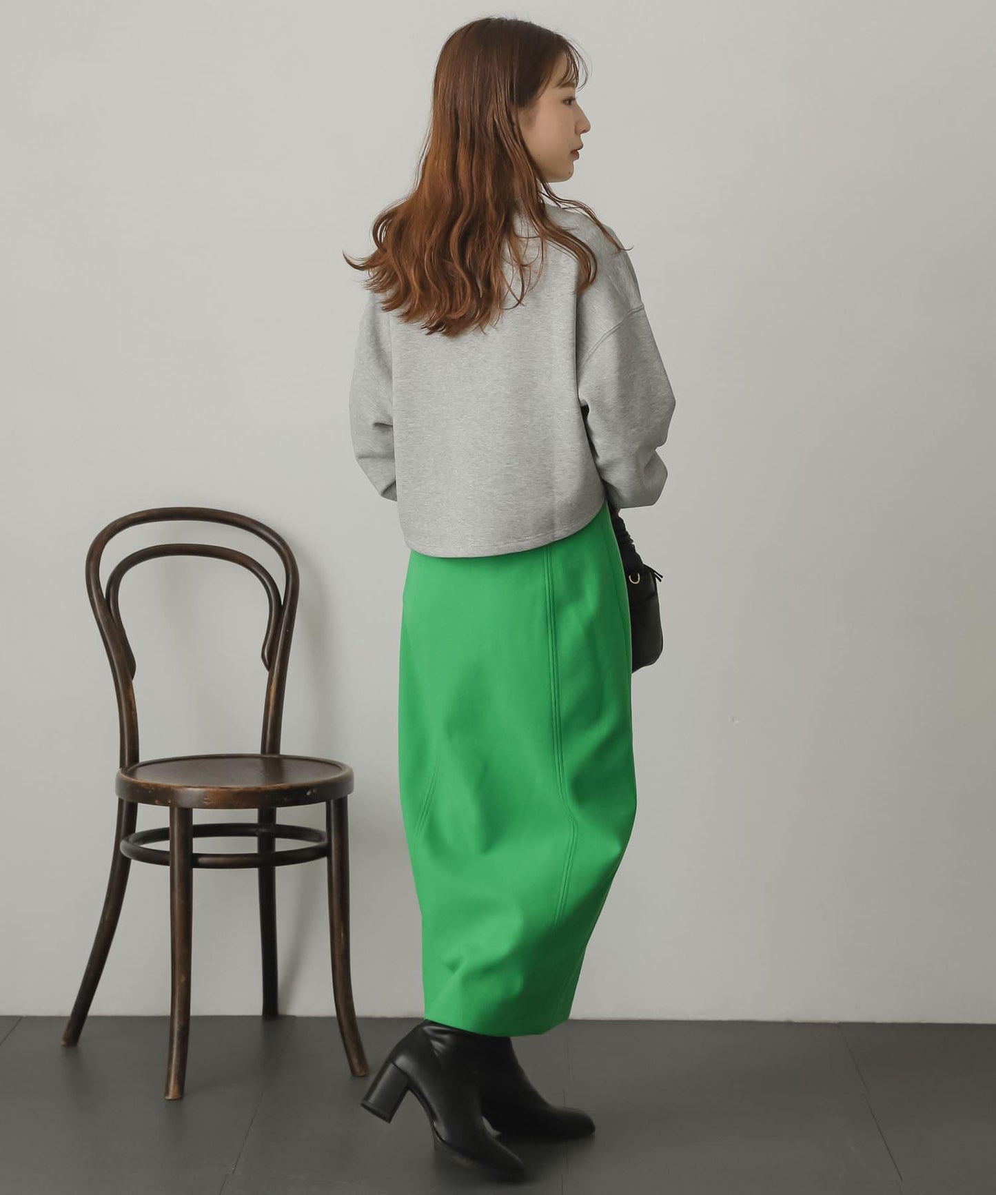 羊毛感針織開叉修身半身裙