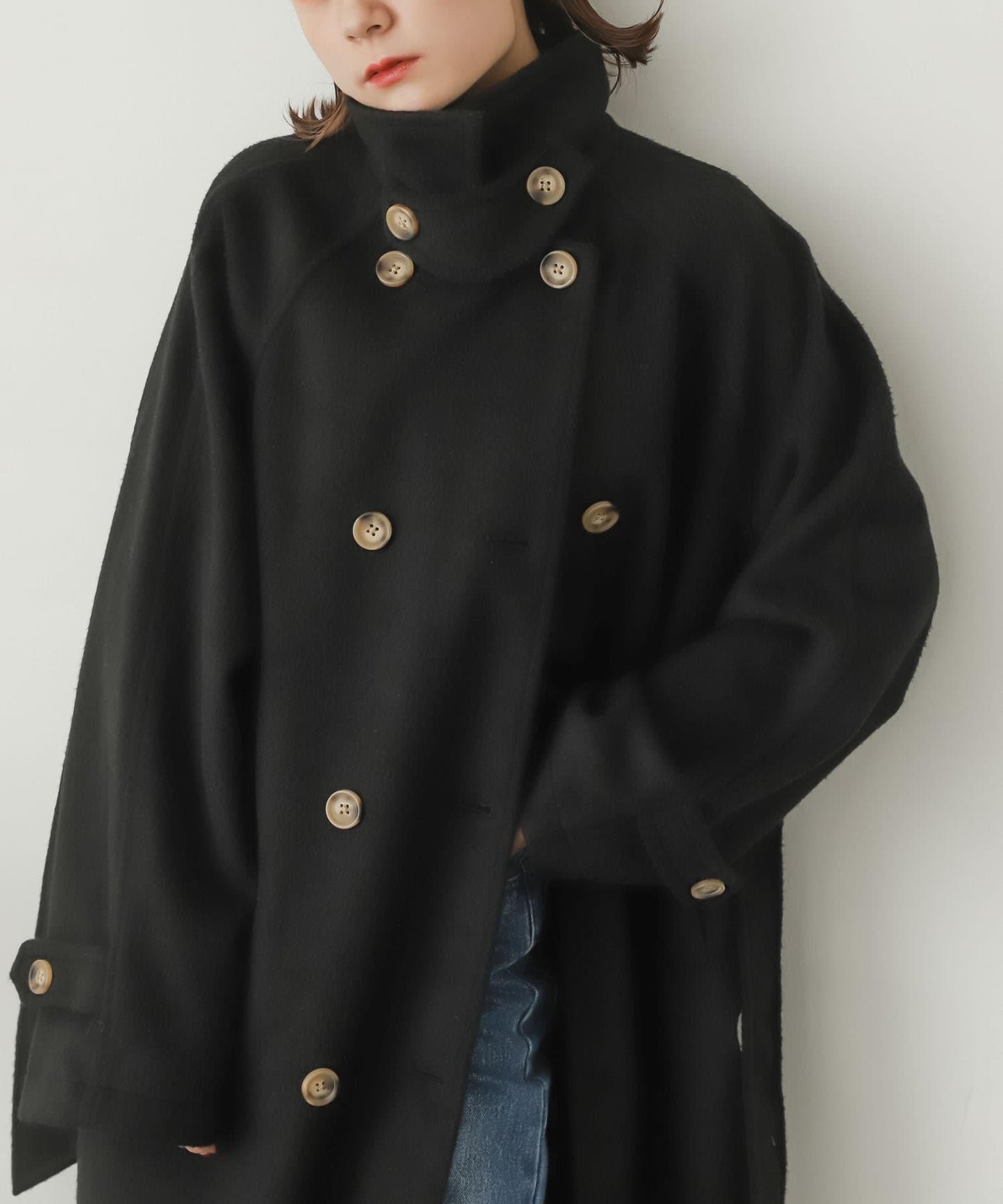 羊毛感2WAY單排扣長款大衣