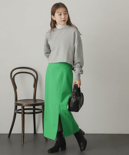 羊毛感針織開叉修身半身裙