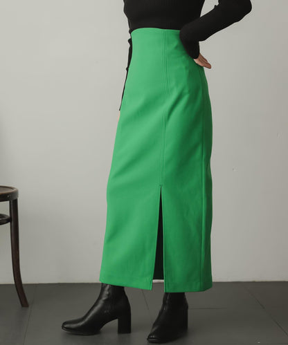 羊毛感針織開叉修身半身裙