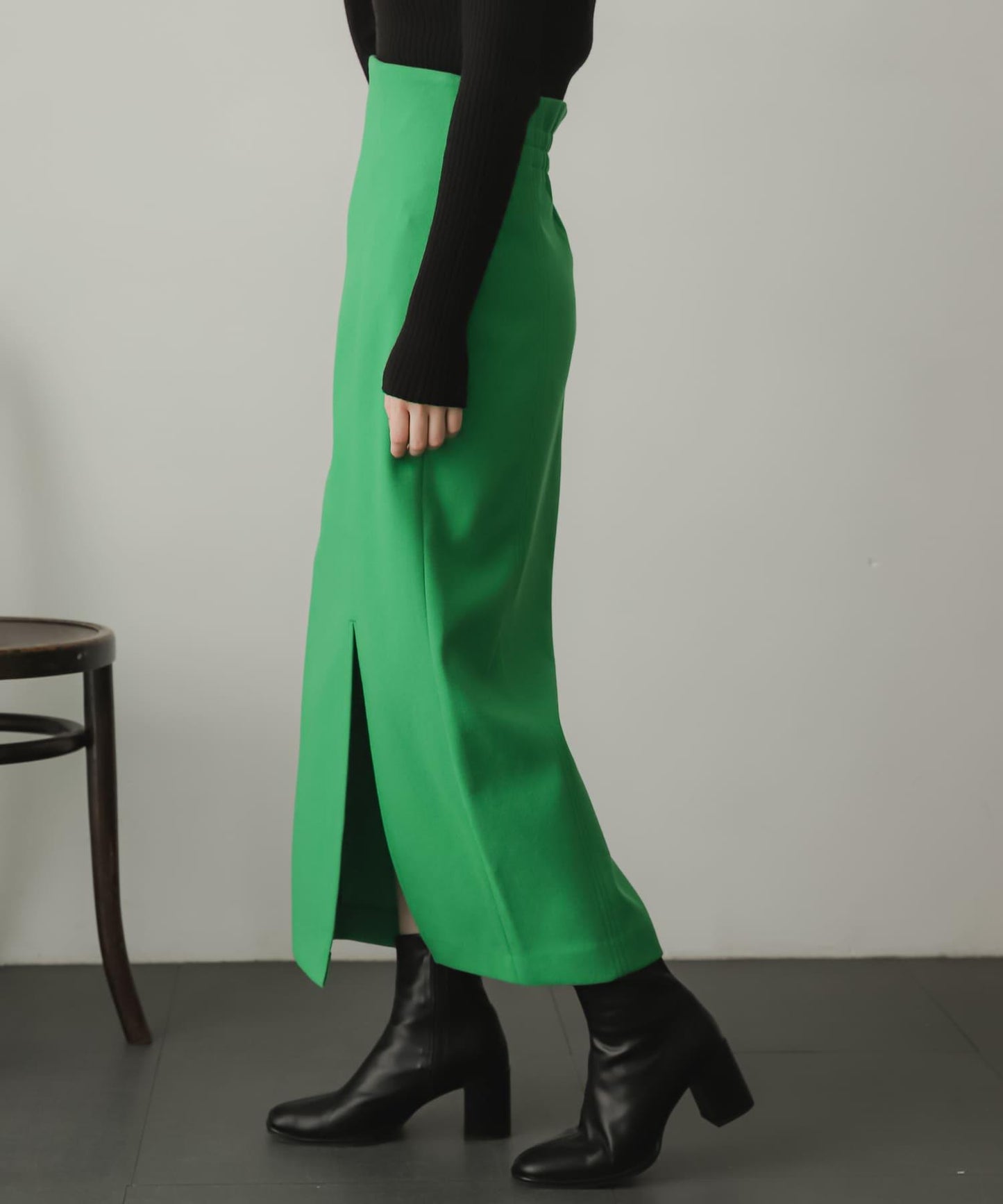 羊毛感針織開叉修身半身裙