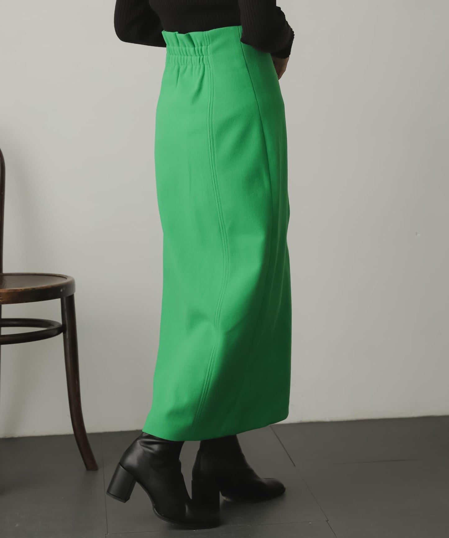 羊毛感針織開叉修身半身裙