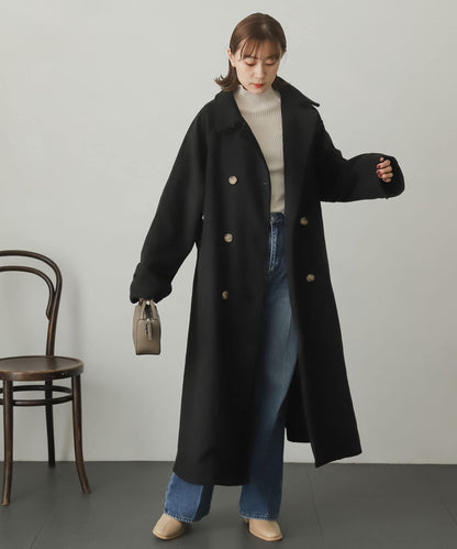羊毛感2WAY單排扣長款大衣