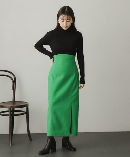 羊毛感針織開叉修身半身裙