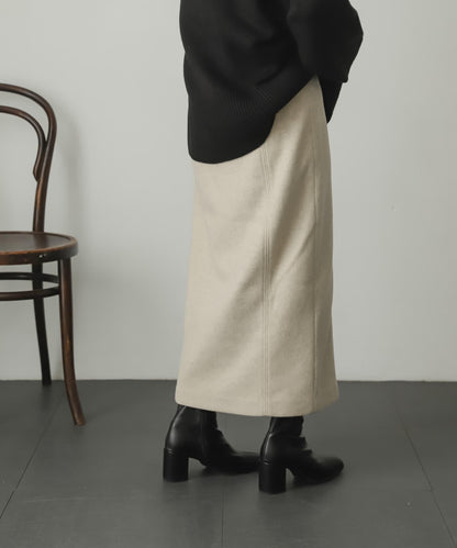 羊毛感針織開叉修身半身裙