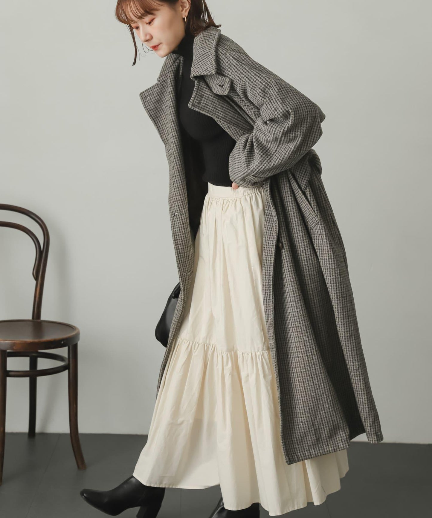 羊毛感2WAY單排扣長款大衣