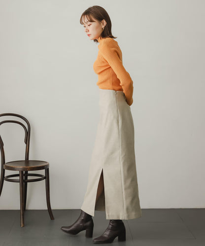 羊毛感針織開叉修身半身裙