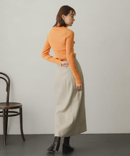 羊毛感針織開叉修身半身裙