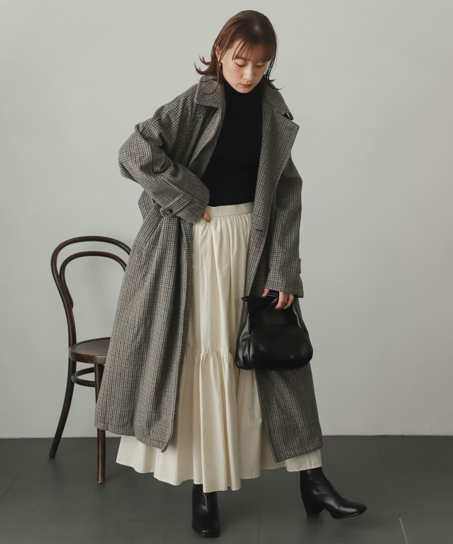 羊毛感2WAY單排扣長款大衣