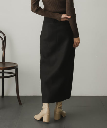 羊毛感針織開叉修身半身裙