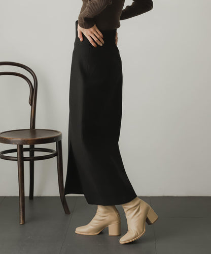 羊毛感針織開叉修身半身裙