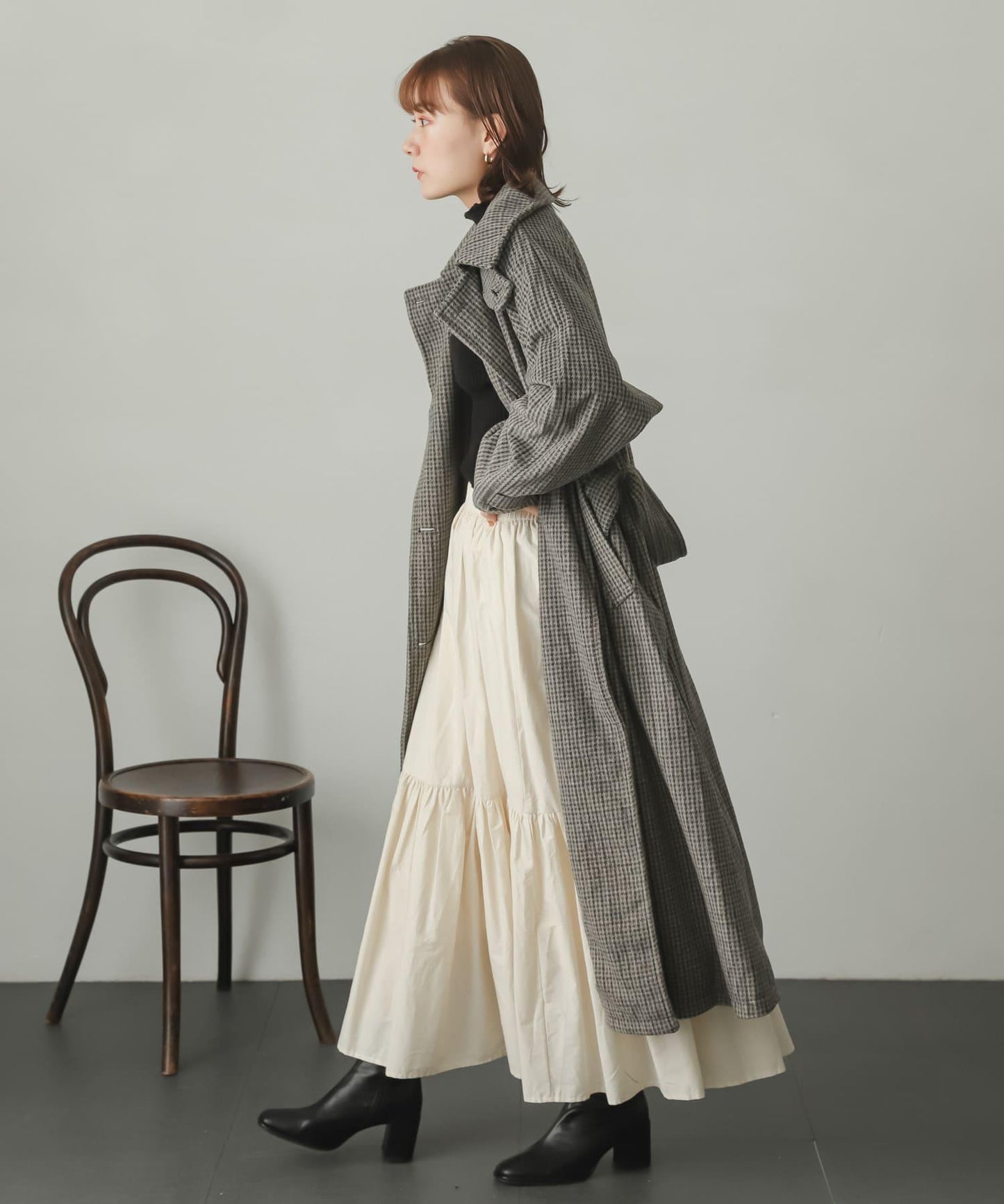 羊毛感2WAY單排扣長款大衣