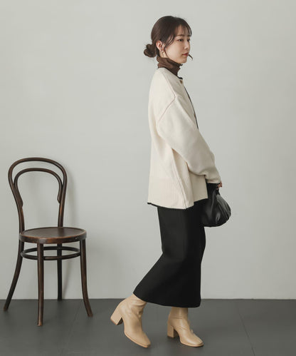 羊毛感針織開叉修身半身裙