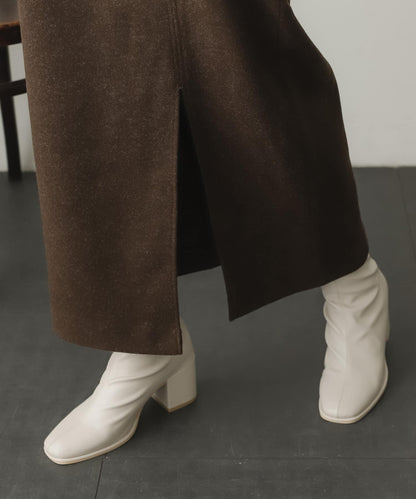 羊毛感針織開叉修身半身裙