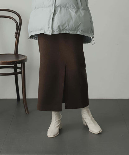 羊毛感針織開叉修身半身裙