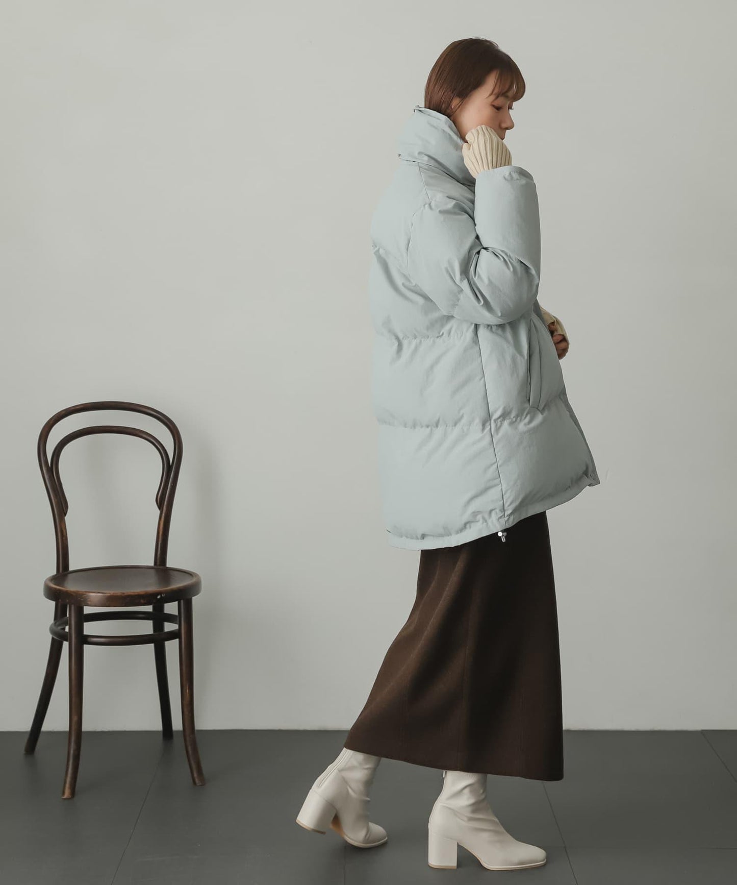 羊毛感針織開叉修身半身裙