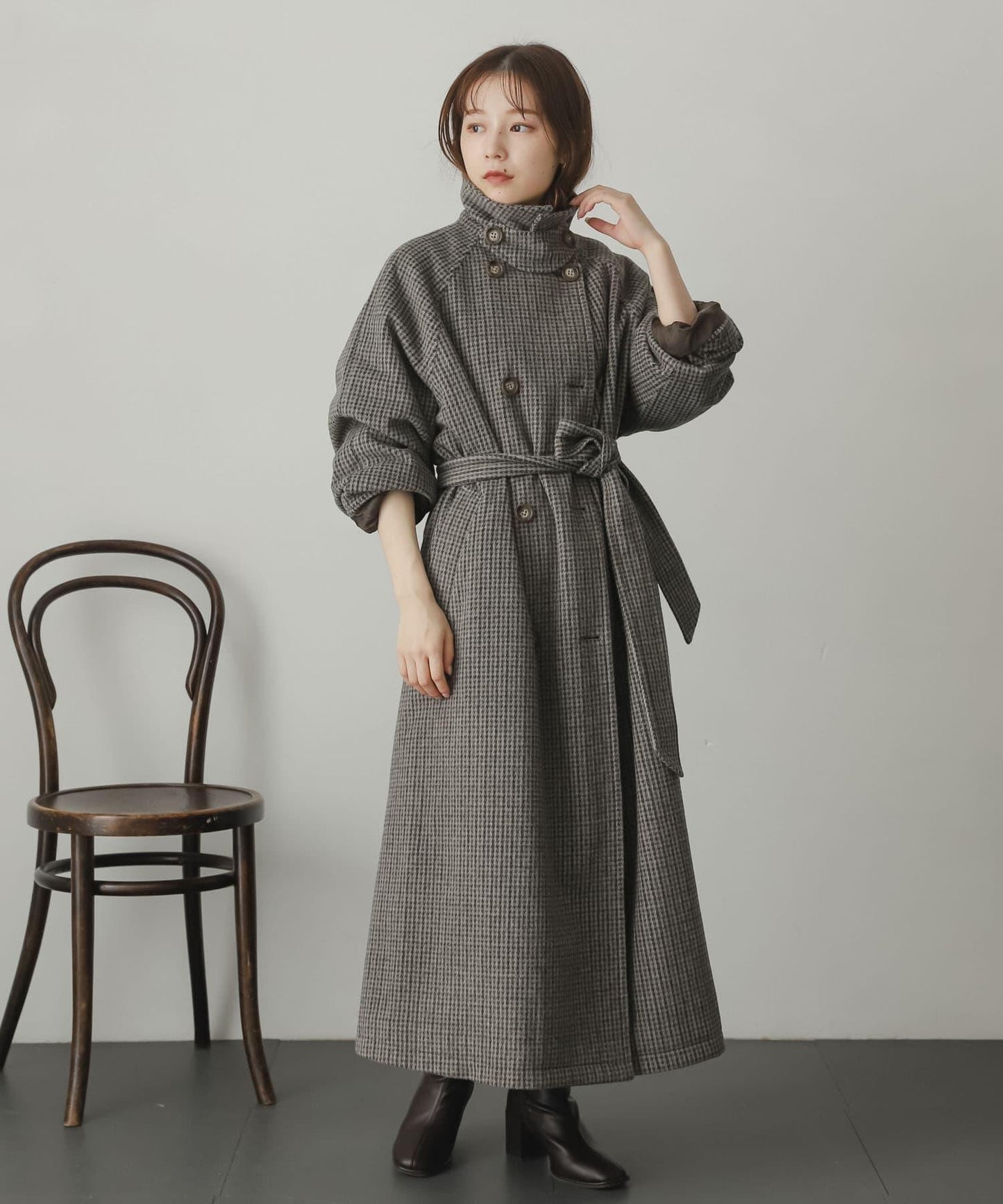 羊毛感2WAY單排扣長款大衣