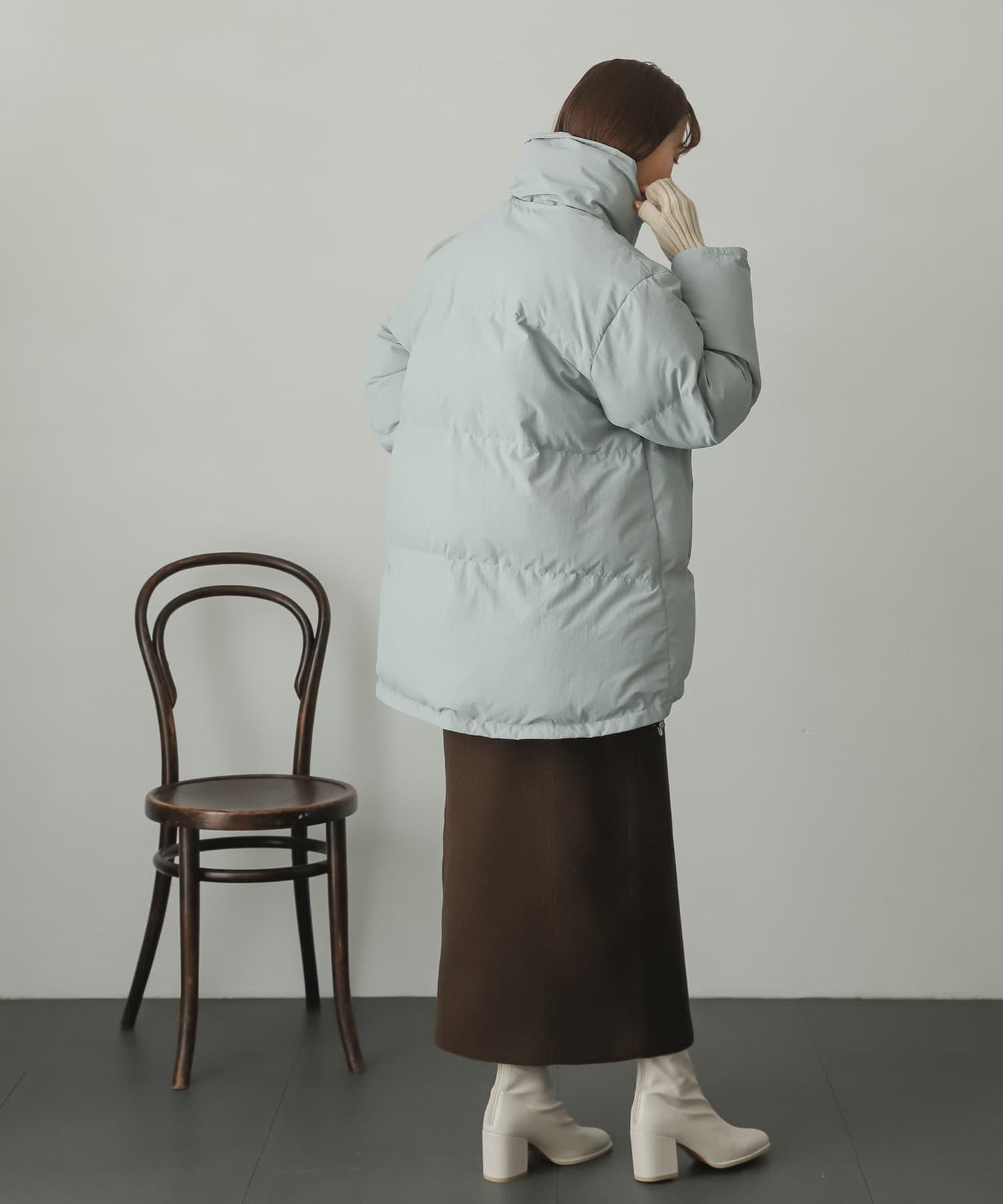 羊毛感針織開叉修身半身裙