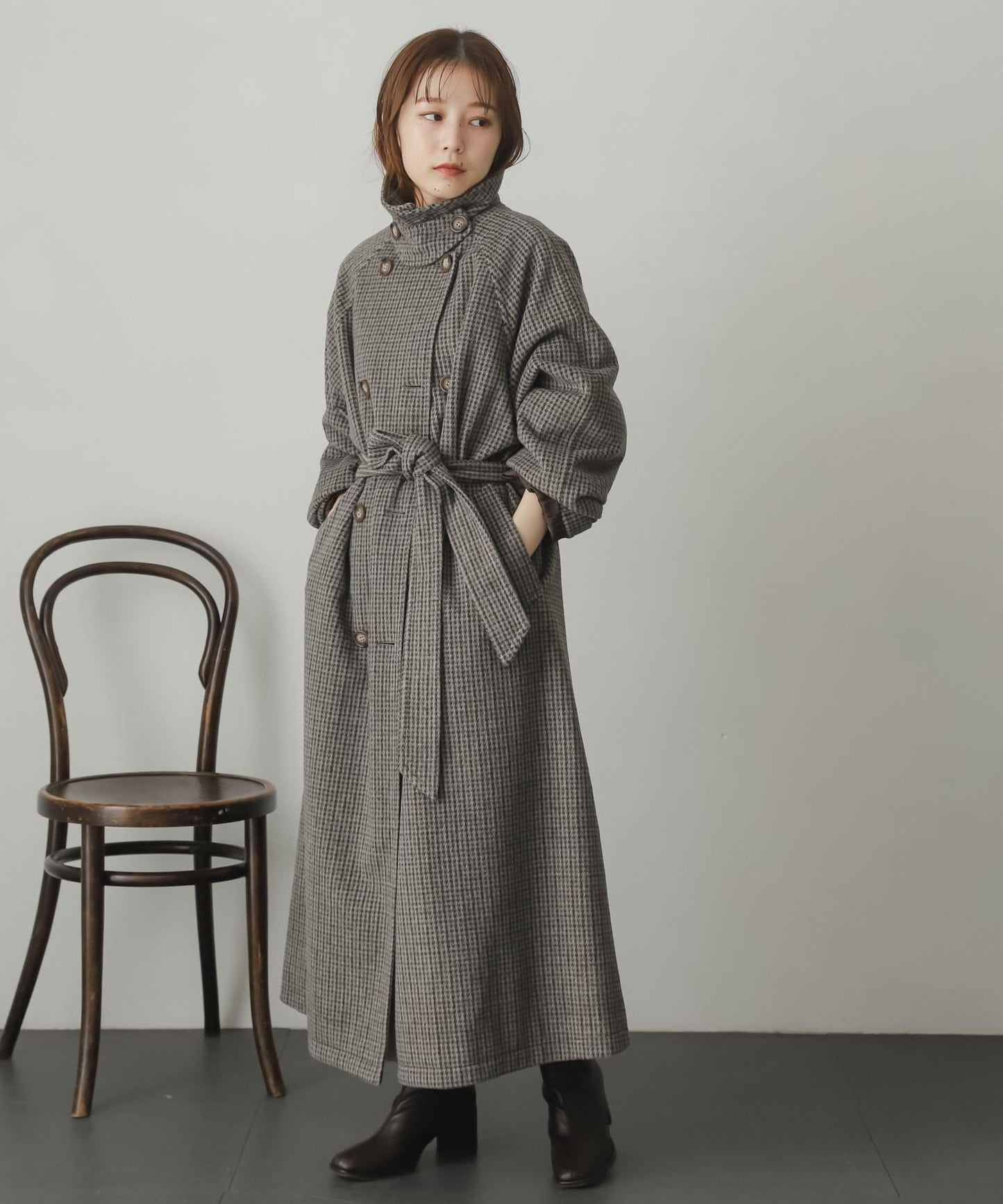 羊毛感2WAY單排扣長款大衣